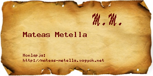 Mateas Metella névjegykártya